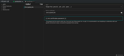 Editing a TLS client certificate in the certificates settings