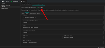 A directory has been selected to configure the directory default settings