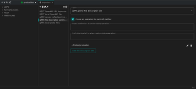 Adding a gRPC importer with file descriptor sets