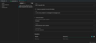 Setting custom header on REST OpenAPI URL importer