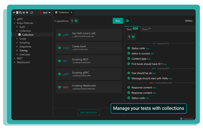 Screenshot of a Kreya collection with tests