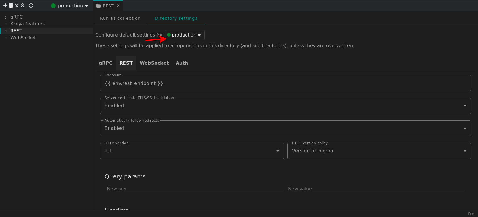 A directory has been selected to configure the directory default settings